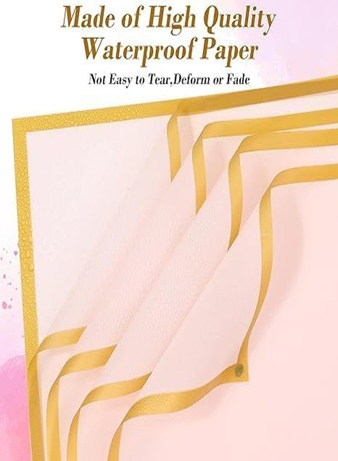 KTrading Waterproof Flower Wrapping Paper 5 Sheets with 12 Gold 3D Butterfly Stickers | Bouquet Wrapping Paper with Elegant Gold Edge | Premium Gift Packaging Paper for Wedding, Birthday, Party & Events (22.8 x 22.8 inch) (Pink) - Image 4